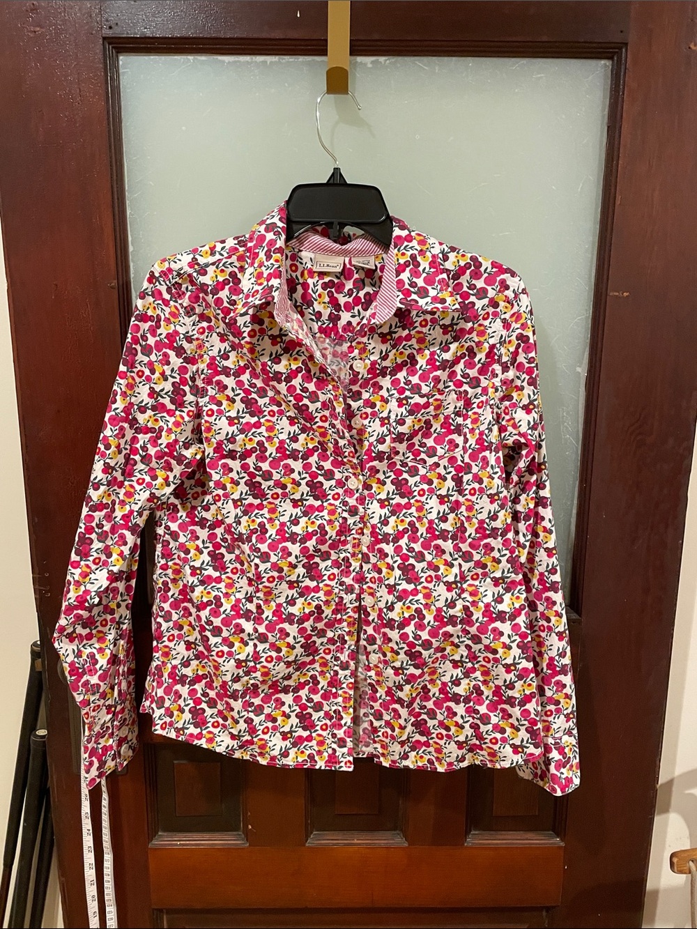 L.L. Bean Pink Floral Button-Down Shirt